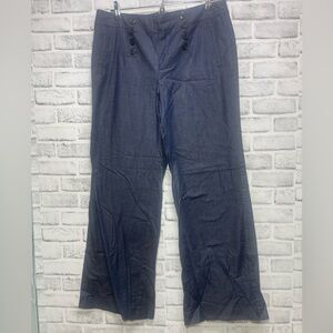 Ann Taylor Signature Lightweight Denim Sailor Wide Leg Trousers 10
